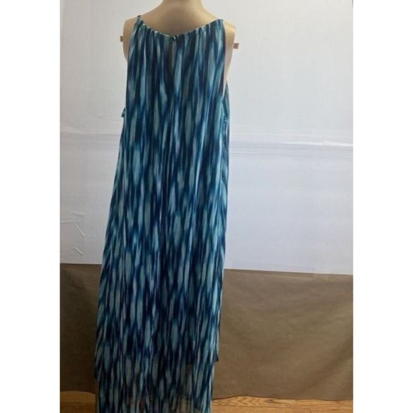 Lane Bryant Women’s Plus size 14/16 Green Stripe Beach Flowy Lined Dress Used - Picture 4 of 10